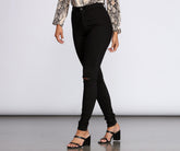 High Rise Slit Skinny Jeans insstreet